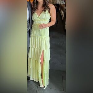 LIKELY Athena dress - green/yellow